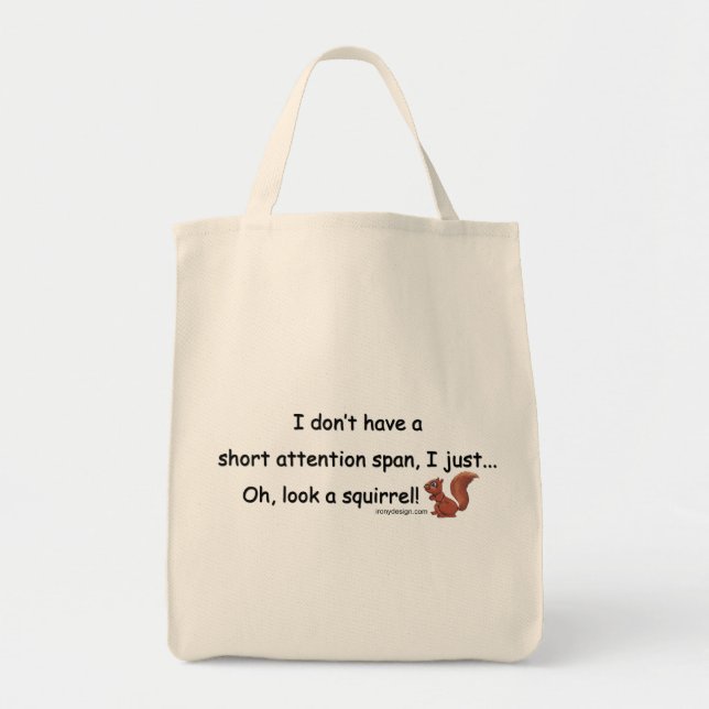 Short Attention Span Squirrel ADHD Tote Bag (Front)