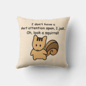 Short Attention Span Squirrel Brown Throw Pillow (Back)