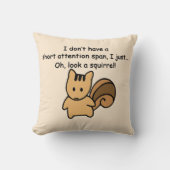 Short Attention Span Squirrel Brown Throw Pillow (Front)