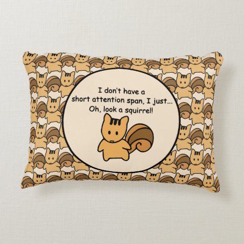 Short Attention Span Squirrel Design Accent Pillow