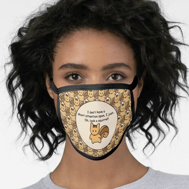 Short Attention Span Squirrel Design Funny Face Mask (Worn Her)