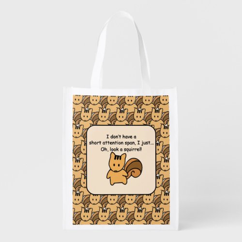 Short Attention Span Squirrel Design Grocery Bag
