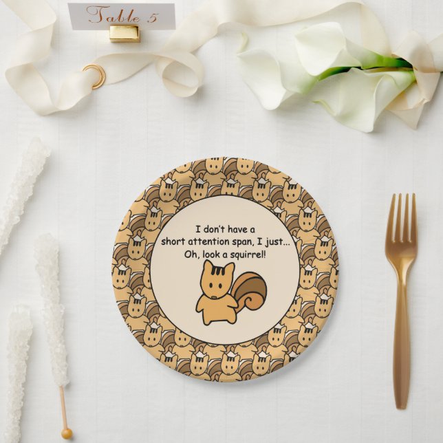 Short Attention Span Squirrel Design Paper Plates (Wedding)