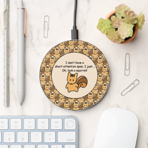 Short Attention Span Squirrel Design Wireless Charger