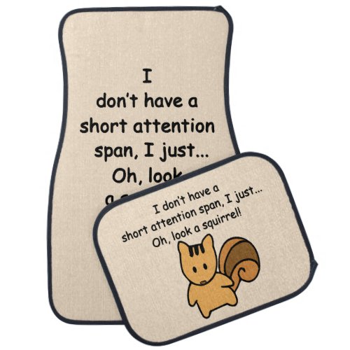 Short Attention Span Squirrel Funny Car Floor Mat