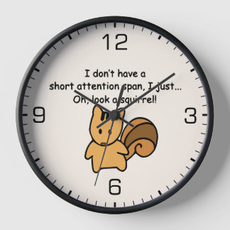 Short Attention Span Squirrel Funny Clock