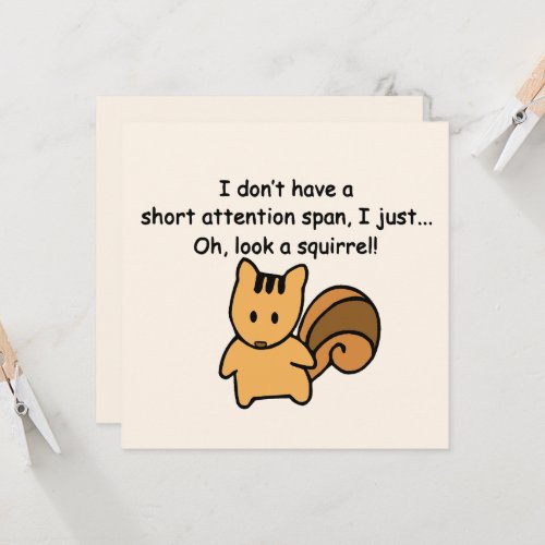 Short Attention Span Squirrel Funny Flat Card