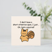 Short Attention Span Squirrel Funny Flat Card (Standing Front)