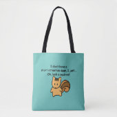 Short Attention Span Squirrel Funny Green Tote Bag (Front)