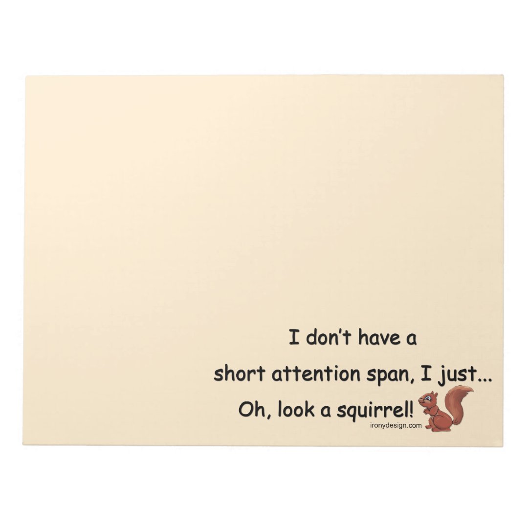 Short Attention Span Squirrel Funny Notepad Zazzle