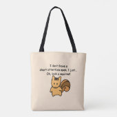 Short Attention Span Squirrel Funny Tote Bag (Back)