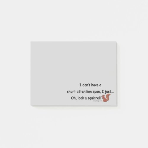 Short Attention Span Squirrel Gray Post_it Notes