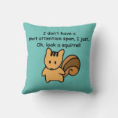 Short Attention Span Squirrel Green Throw Pillow (Back)