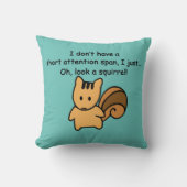 Short Attention Span Squirrel Green Throw Pillow (Front)