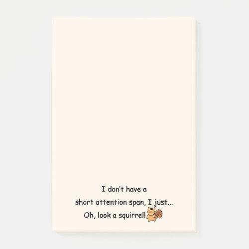 Short Attention Span Squirrel Humor Post_it Notes