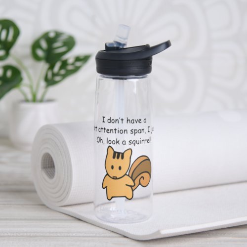 Short Attention Span Squirrel Humor Water Bottle