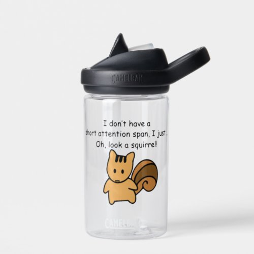 Short Attention Span Squirrel Humorous Water Bottle