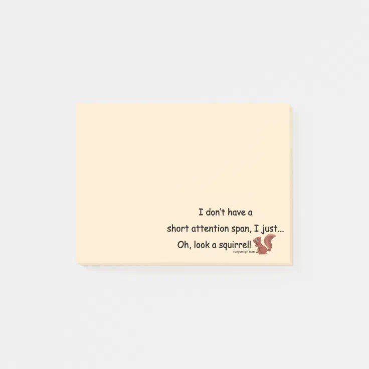 Short Attention Span Squirrel Postit Notes Zazzle