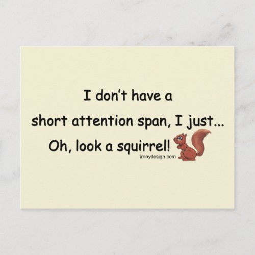 Short Attention Span Squirrel Postcard