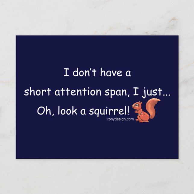 Short Attention Span Squirrel Postcard (Front)