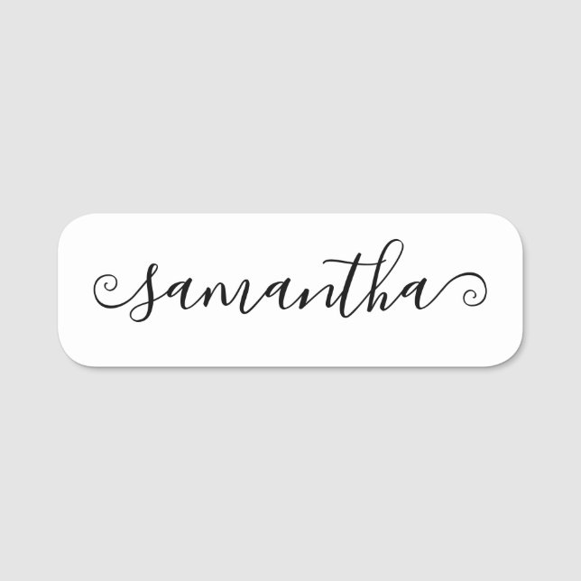 Short Curly Swash Signature Script Name Tag (Front)