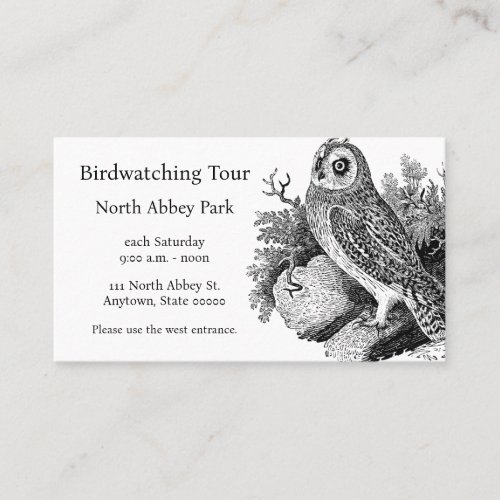 Short_eared owl birding business card