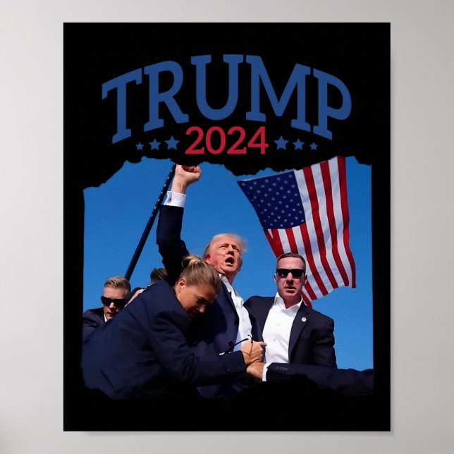 Short Fist Pumped 2024 Pray For Trump Never's Give Poster (Front)
