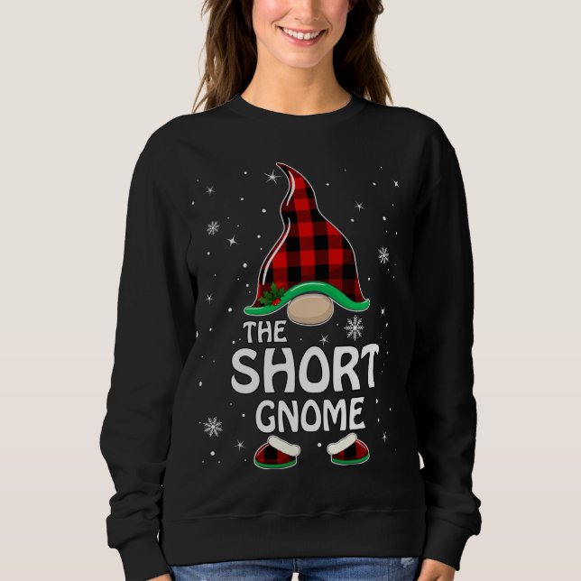 Short Gnome Buffalo Plaid Matching Family Christma Sweatshirt (Front)