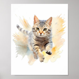 Short Hair Cat-Watercolor  Poster