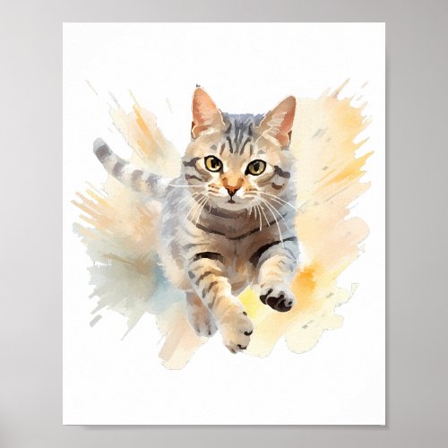 Short Hair Cat_Watercolor  Poster