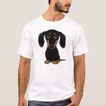 Short Haired Black and Tan Dachshund T-Shirt<br><div class="desc">Cute Dachshund Cartoon Dog Shirt. A great gift for wiener dog lovers.</div>