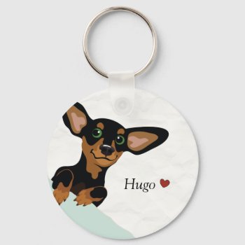Short Haired Dachshund Key Chain Add Name by Doxie_love at Zazzle