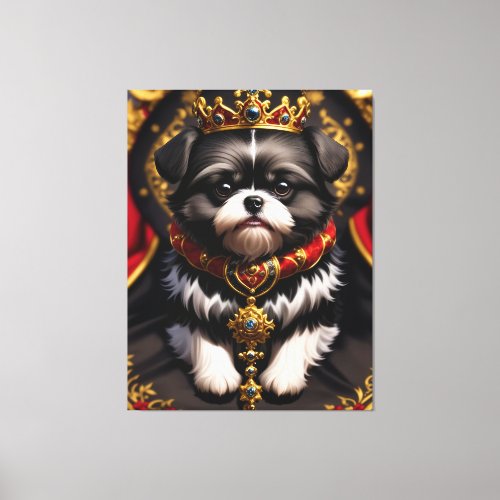 Short Haired Shih Tzu Puppy with Kings Crown Canvas Print