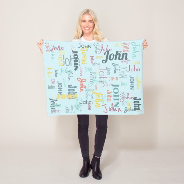 Short Name Pattern Typography Blue Baby Fleece Blanket (In Situ)