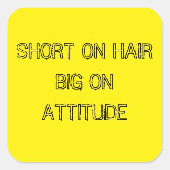 Short On Hair Big On Attitude Stickers by shopfullofslogans at Zazzle