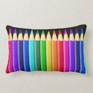 Short Rainbow Pencil Crayons Design Lumbar Pillow
