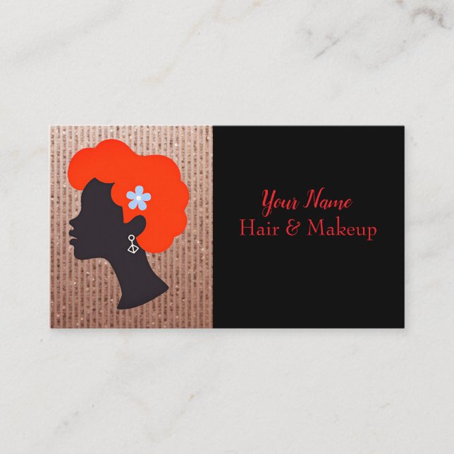 Short Red Hair And Gold Beauty Business Card (Front)