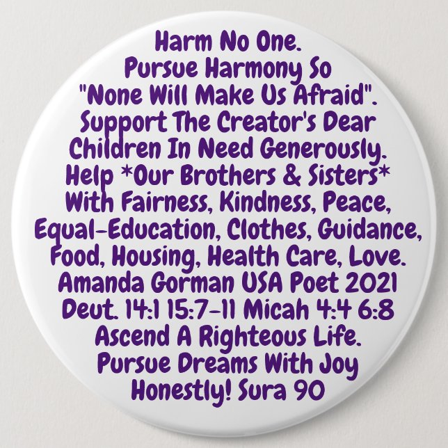 Short Reminder To Live Our Sacred Values Button (Front)