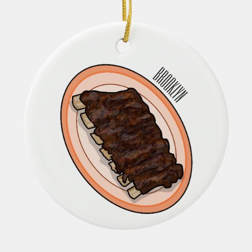 Short ribs cartoon illustration ceramic ornament