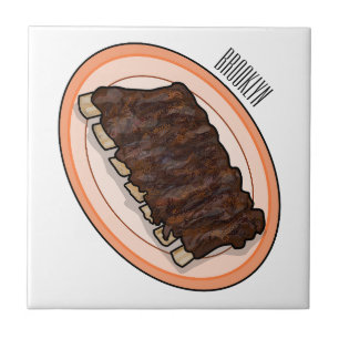 Short ribs cartoon illustration ceramic tile