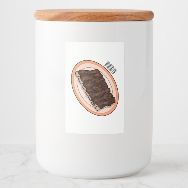 Short ribs cartoon illustration food label (Front)