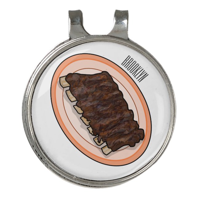 Short ribs cartoon illustration golf hat clip (Front)