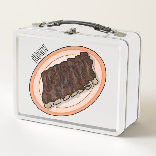Short ribs cartoon illustration metal lunch box