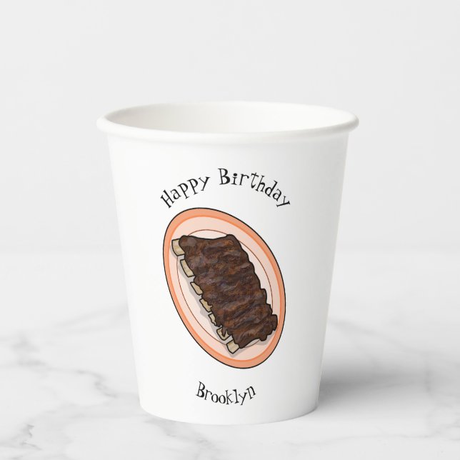 Short ribs cartoon illustration paper cups (Front)