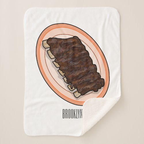 Short ribs cartoon illustration sherpa blanket