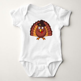 Short Sleeve Baby Bodysuits - Turkey With A Hat