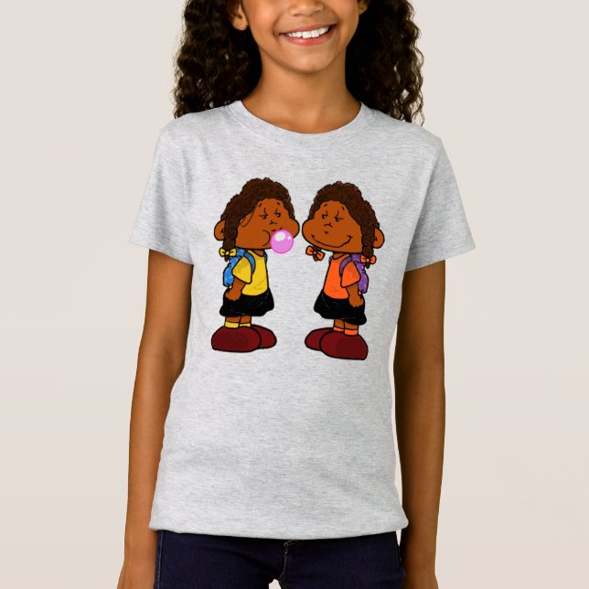 Short Sleevez | Twin Little Girls T-Shirt (Front)