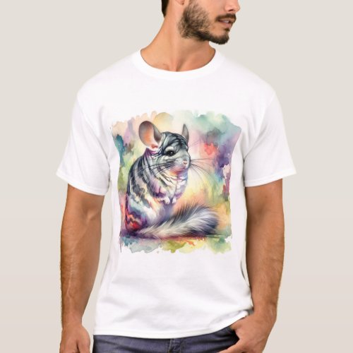 Short Tailed Chinchilla AREF568 _ Watercolor T_Shirt