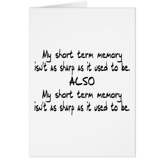 Short Term Memory Cards (Front)