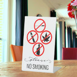 Short Term Rental Business No Smoking Cigarettes   Pedestal Sign<br><div class="desc">This design may be personalized in the area provided by changing the photo and/or text. Or it can be customized by clicking Personalize this Template and then choosing the click to customize further option and delete or change the color of the background, add text, change the text color or style,...</div>